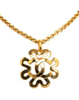 Chanel Vintage Coco Mark Clover Necklace Gold Plated Women's
