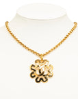 Chanel Vintage Coco Mark Clover Necklace Gold Plated Women's