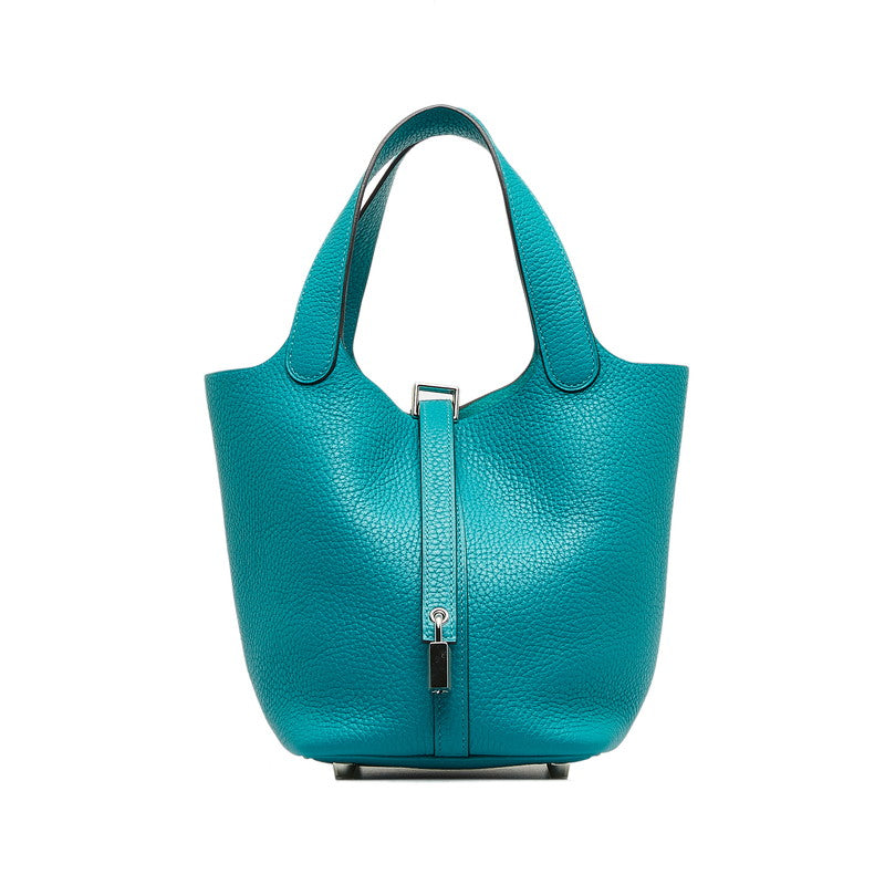 Hermes Picotin Rock PM Handbag Blue Paon Tryon Clemence Leather