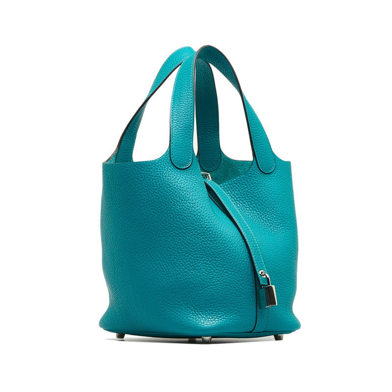 Hermes Picotin Rock PM Handbag Blue Paon Tryon Clemence Leather