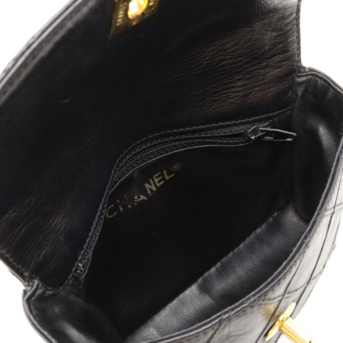 Black Quilted Lambskin Belt Bag