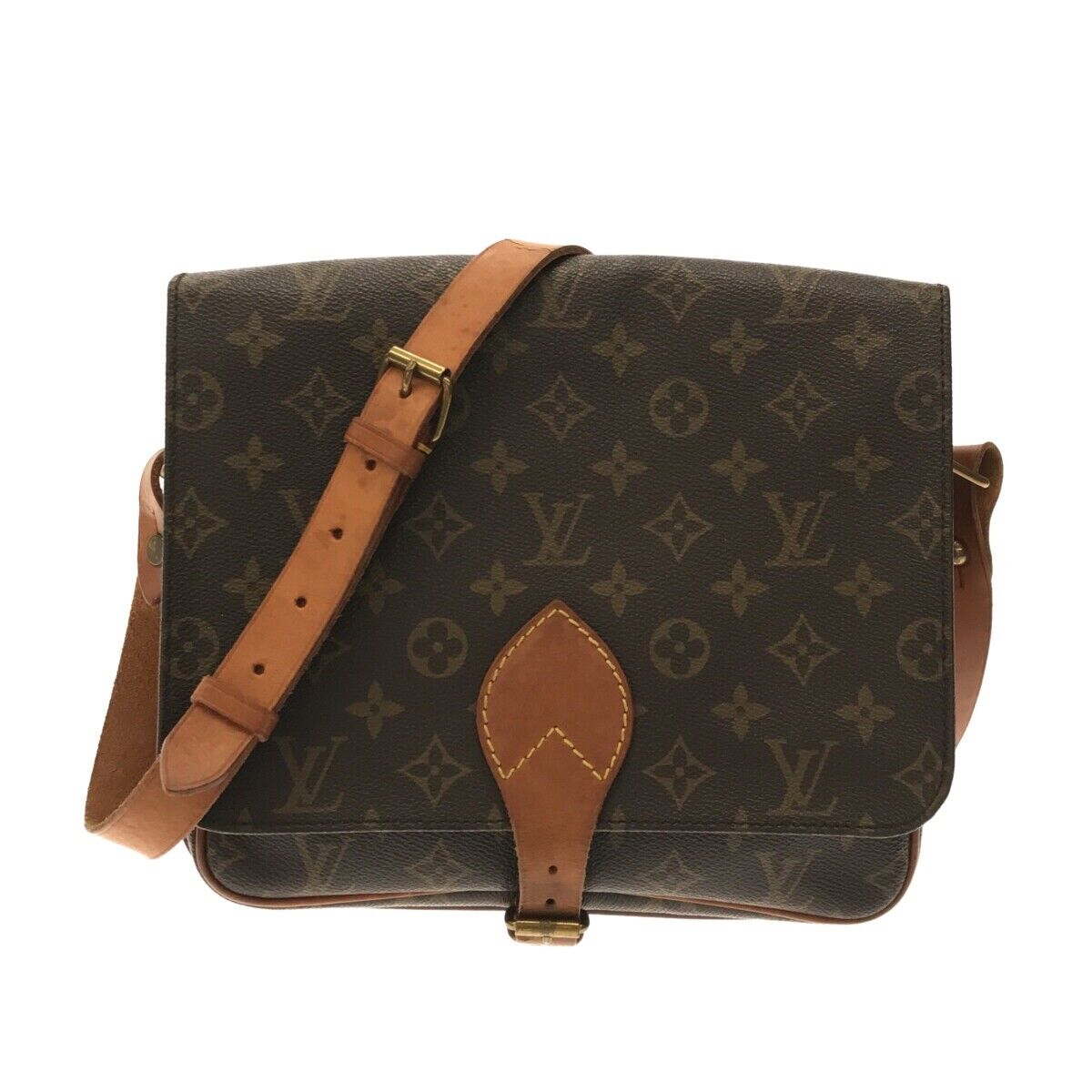 Authenticated Louis Vuitton Monogram Cartouchiere GM Brown Canvas Crossbody  Bag