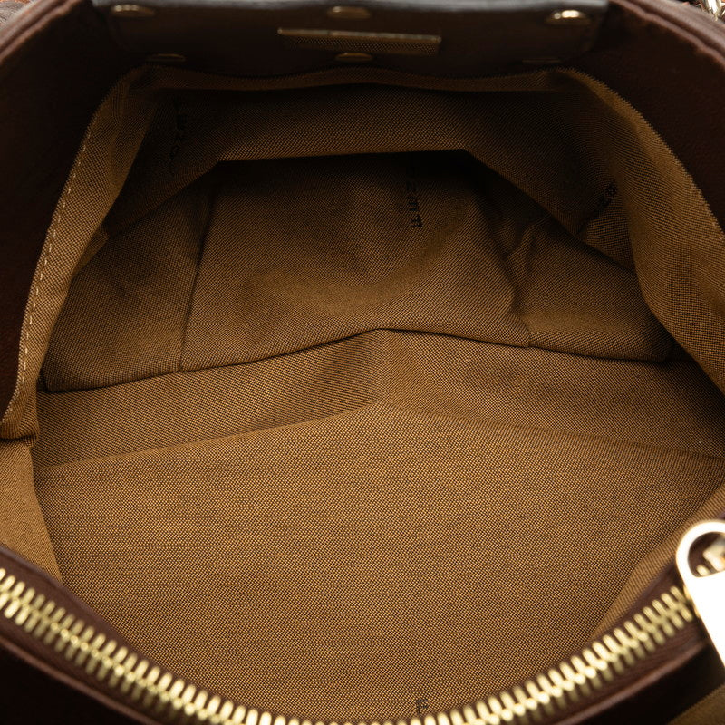 Fendi Zucca Mia Chain Handbag 8BR615 Brown Leather Women's