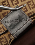 Fendi Zucchino Tote Bag Shoulder Bag Beige Brown Canvas Leather