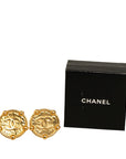 Chanel Vintage Coco Mark Boucles D'oreilles Rondes Plaqué Or Femme