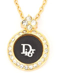 Vintage Christian Dior Black Plate Logo Necklace