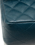 Chanel Matlasse 25 Coco Mark Double Flap Chain Shoulder Bag Blue Silver Caviar Skin