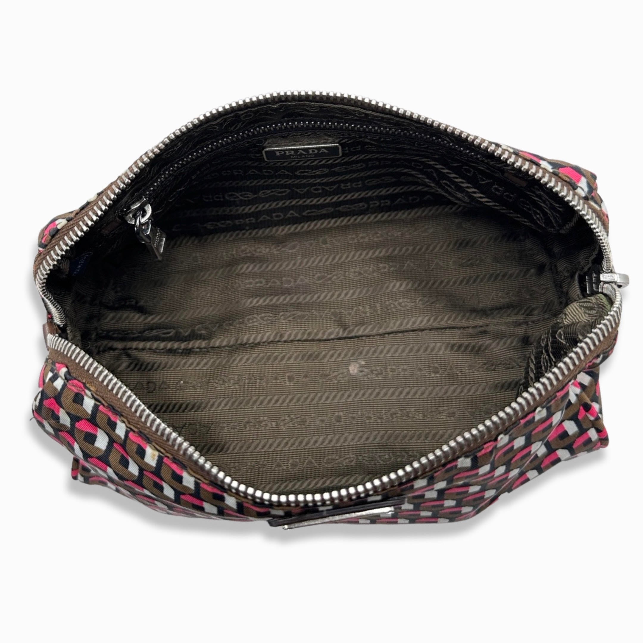 Prada gingham cheap makeup bag