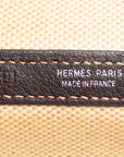 Hermes Garden Party PM Toile Ash Handbag Beige Brown Canvas Leather Women's