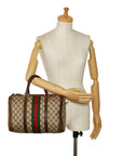Gucci GG Supreme Sherry Line Mini Boston Bag Handbag Stripe