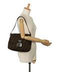 Fendi Zucca Mamma Bucket Shoulder Bag Beige Brown Canvas Leather Women's