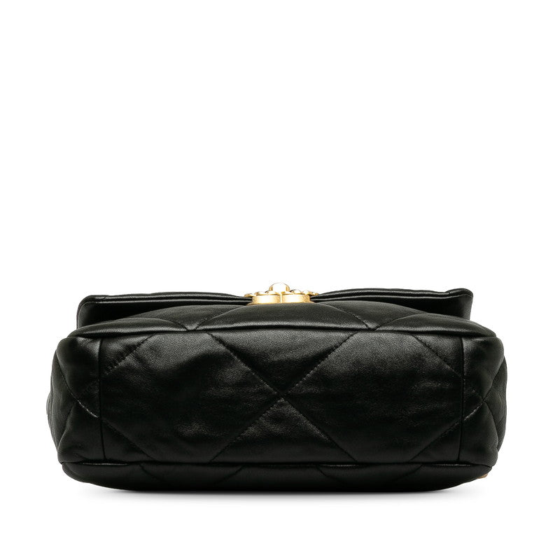 Chanel Matlasse Coco Mark Chain Shoulder Bag Black Lambskin