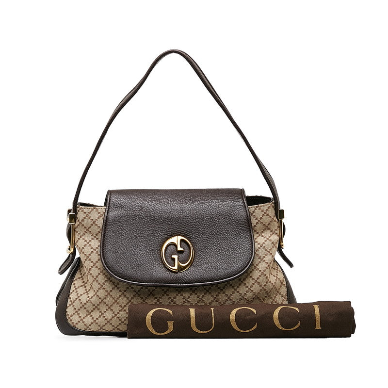 Gucci Diamante Shoulder Bag 251811 Beige Brown Canvas Leather Women&#39;s