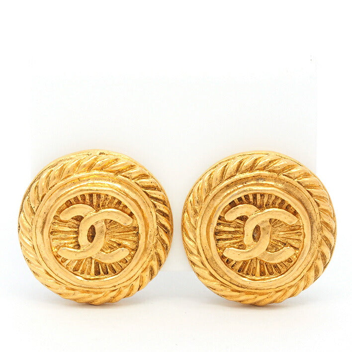 Boucles d&#39;oreilles clips rondes Chanel Cocomark Rosette vintage
