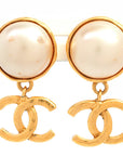 vintage Chanel Coco Mark Grandes boucles d’oreilles clip perle Mabe