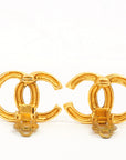 Vintage Chanel Cocomark Textured Stripe Clip-On Earrings