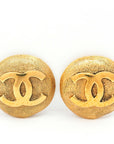 Vintage Chanel Cocomark 紋理圓形夾式耳環
