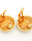 Vintage Chanel Cocomark Textured Round Clip-On Earrings