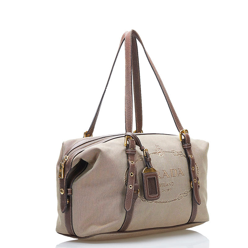 PRADA Prada Handbags Canvas/Leather Brown Ladies and Gentlemen