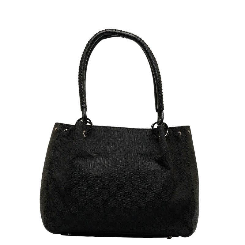 Gucci GG canvas handbag 115007 Black canvas leather ladies Gucci