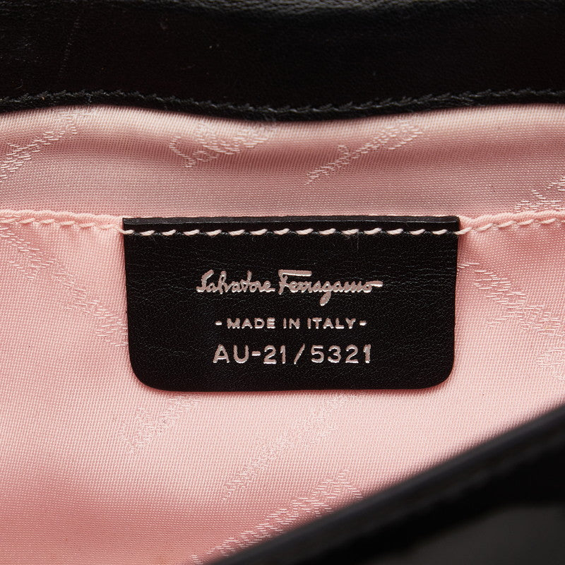Salvatore Ferragamo Gantiini One-Shoulder Handbag Party Bag Black Patent Leather  Salvatore Ferragamo