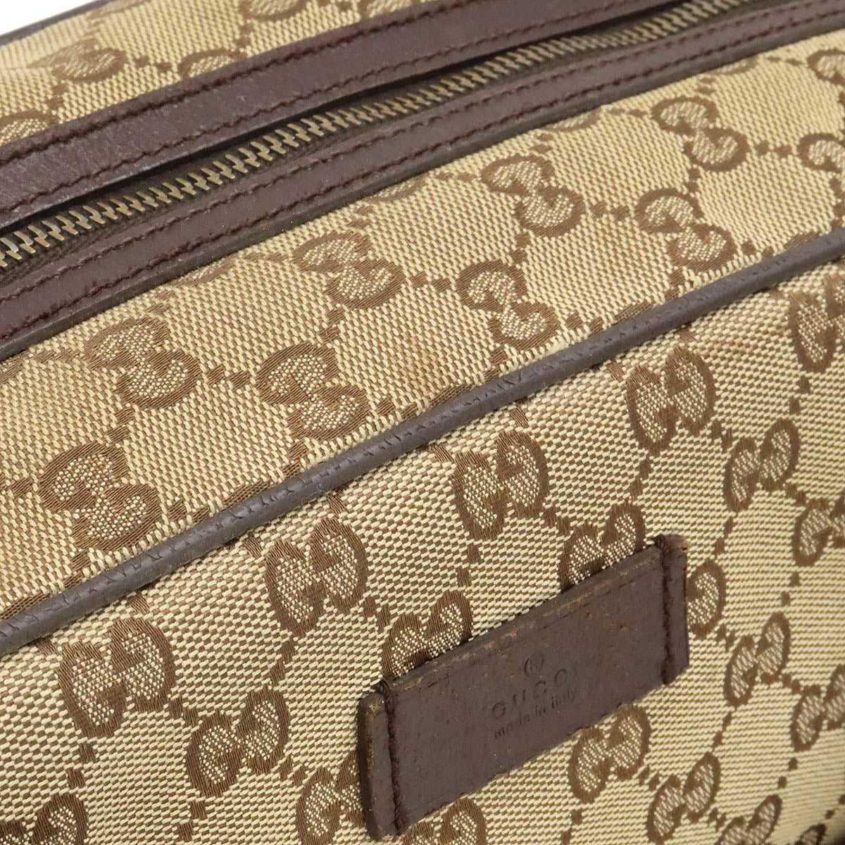 GUCCI GUCCI Gucci GG canvas shelly line  bag shoulder bag shoulder leather carcass dark brown tea 189753