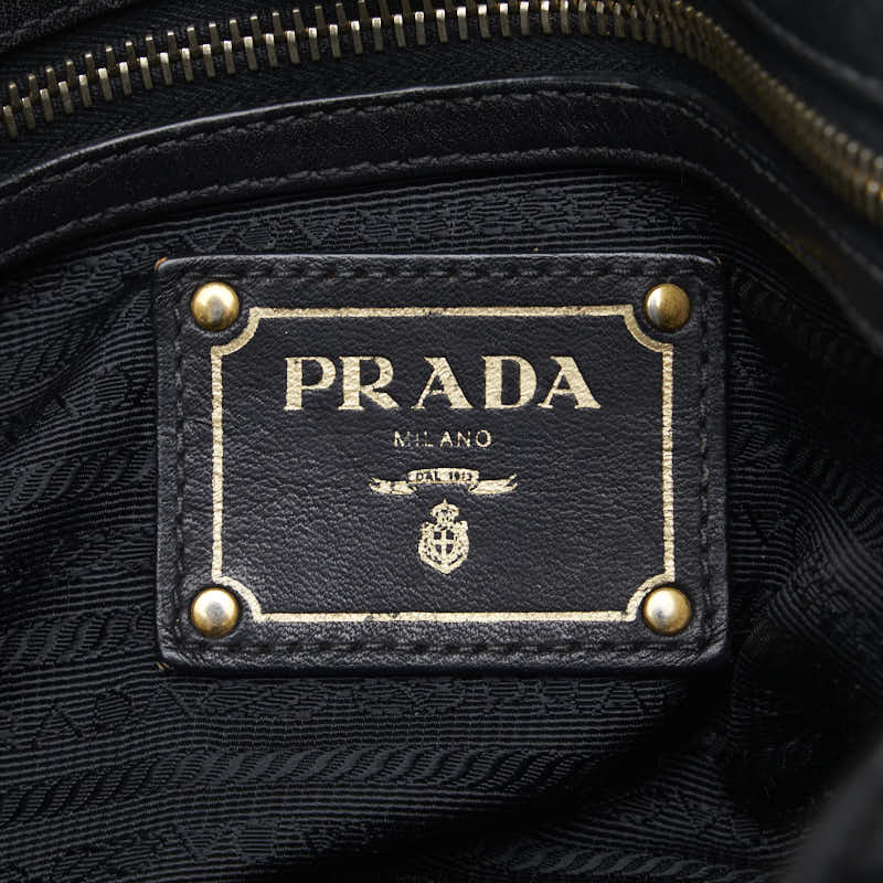 PRADA PRADA BN1902 Shoulder Bag Carf/Leather Black Ladies