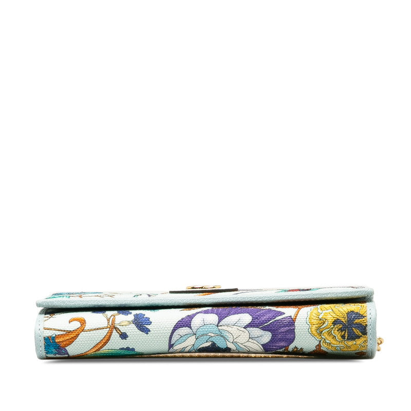Gucci GG Marmont Flower Print Flower Flower Chain S Wallet 577343 Light Blue Multicolor Canvas Leather  Gucci Gucci