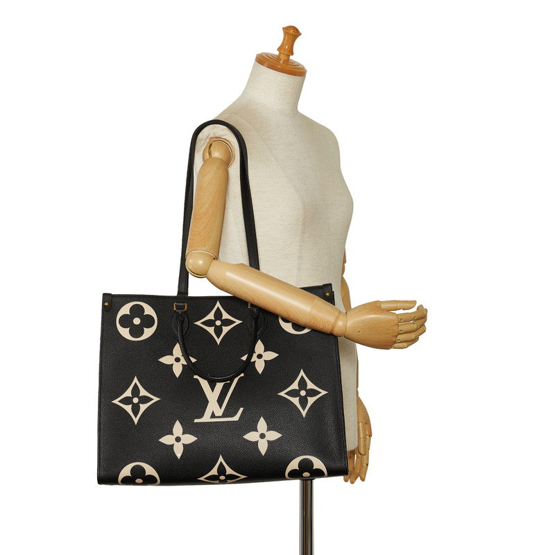 Louis Vuitton Monogram Implant Onzagor GM Handbag Shoulder Bag 2WAY M45945 Black Ivory Leather  Louis Vuitton