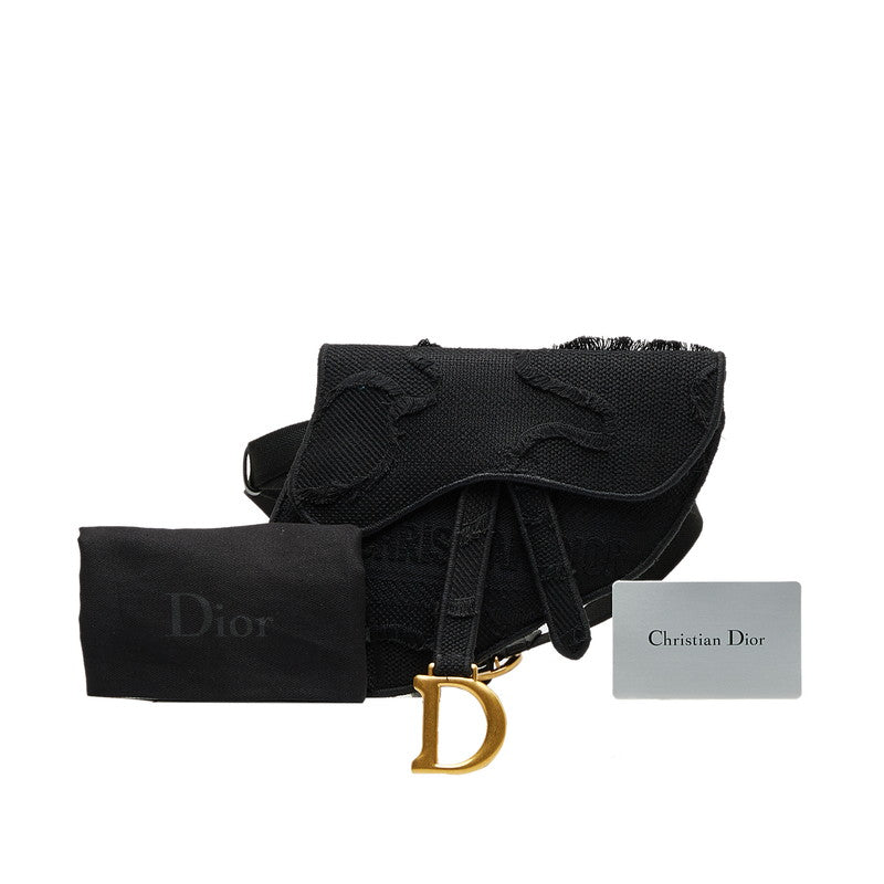 Dior Mini Saddle Bag Logo D Gold  West Bag Body Bag Black Canvas Ladies Dior