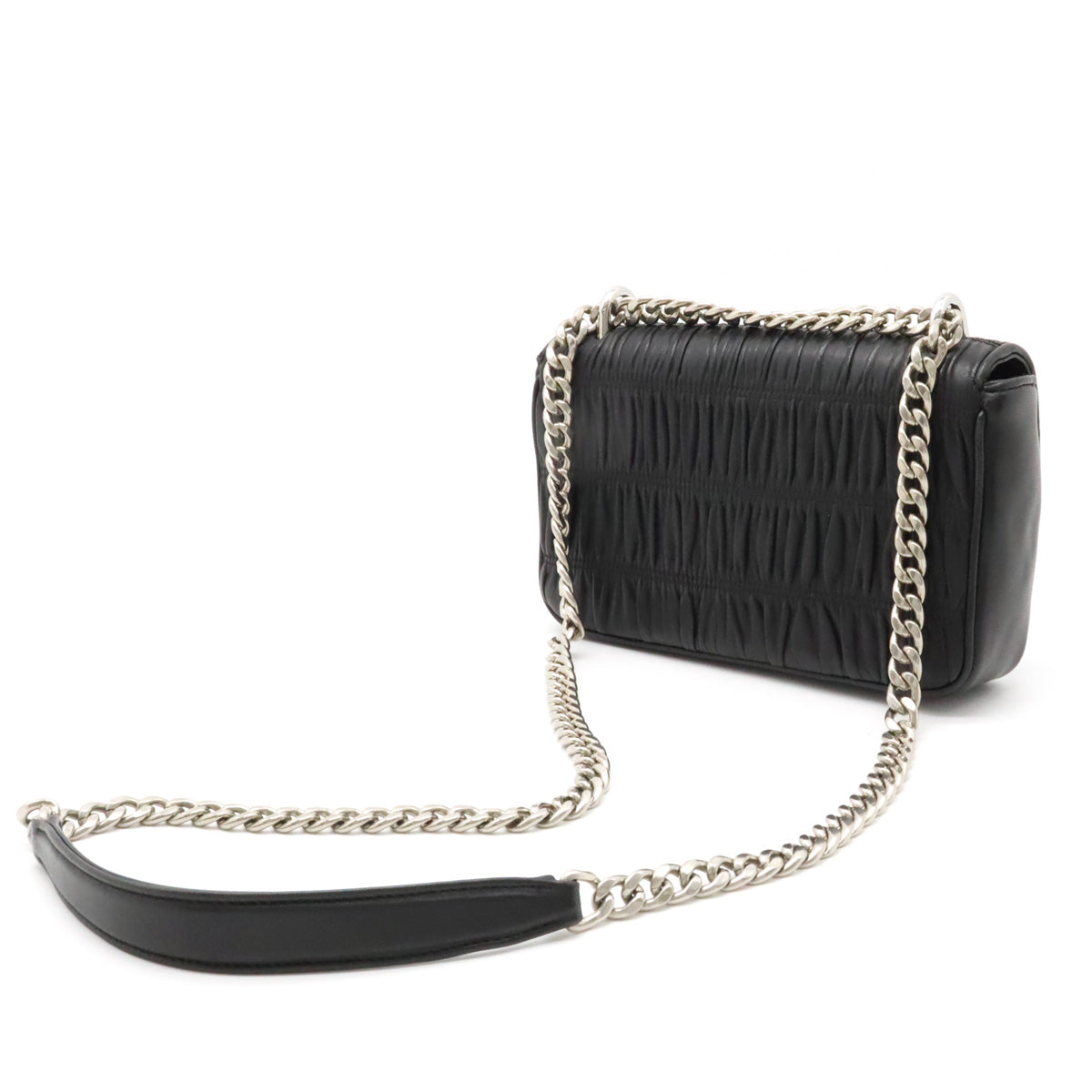 PRADA Napa Chain Shoulder Bag in Leather Black 1BD140