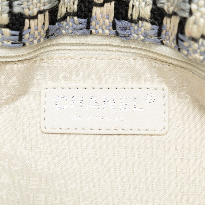 CHANEL Wild Stitch Flap Bag in Tweed Wool White Blue