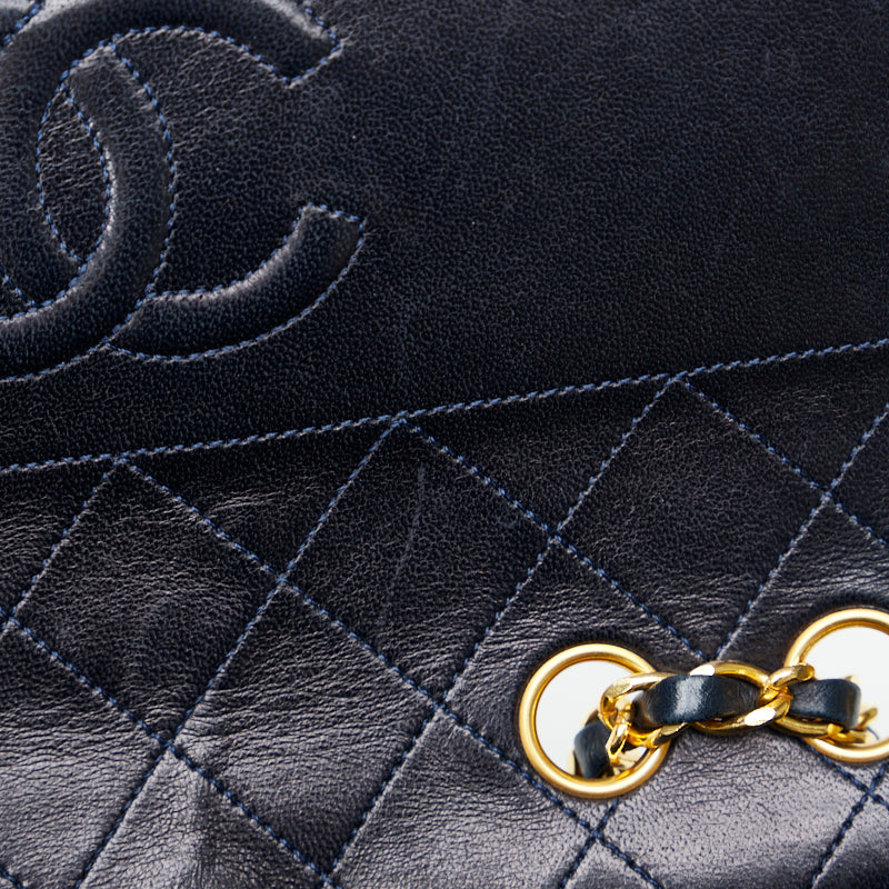 Chanel Vintage Mattress Wicker Gold  Chain houlder Bag Navi White  Lady Chanel