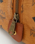 MCM Emsiem Logo Handbag Mini Boston Bag 2WAY Shoulder Bag PVC Leather Cognac Tea Brown Gold  Blumin