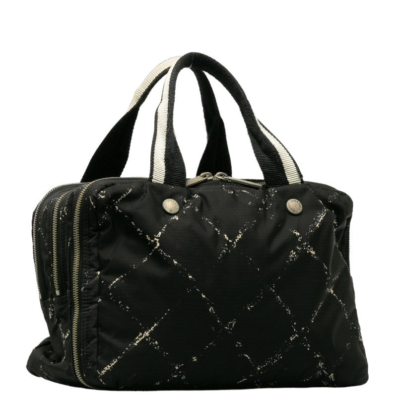 CHANEL Travel Line Boston Bag Handbag Nylon/Vinyl Black Ladies