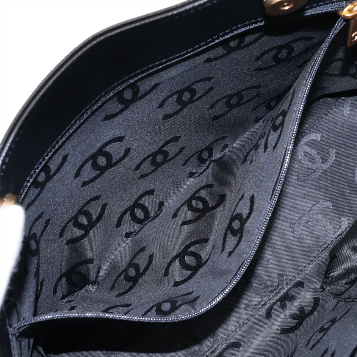 Chanel Coco Caviar S Handbag Black Gold  9th