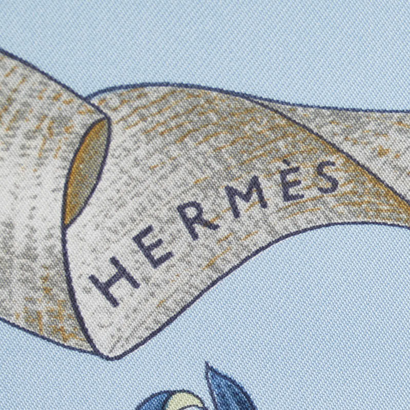 Hermes Carré 90 Passiflores Passion Flowers Flower Tissue Shell Light Blue Multicolor Silk Ladies Hermes