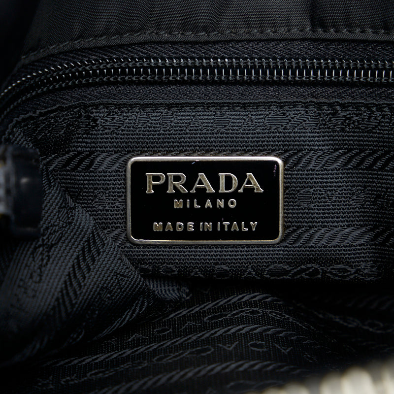 Prada Chain Shoulder Bag B4328 Black Leather Nylon  Prada