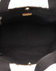 Burberry Noneva Check Handbag Tote Bag Beige Black Canvas