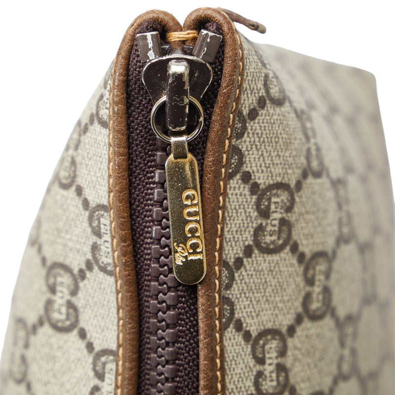 Gucci GG Plus Clutch Bag Beige Brown PVC Leather