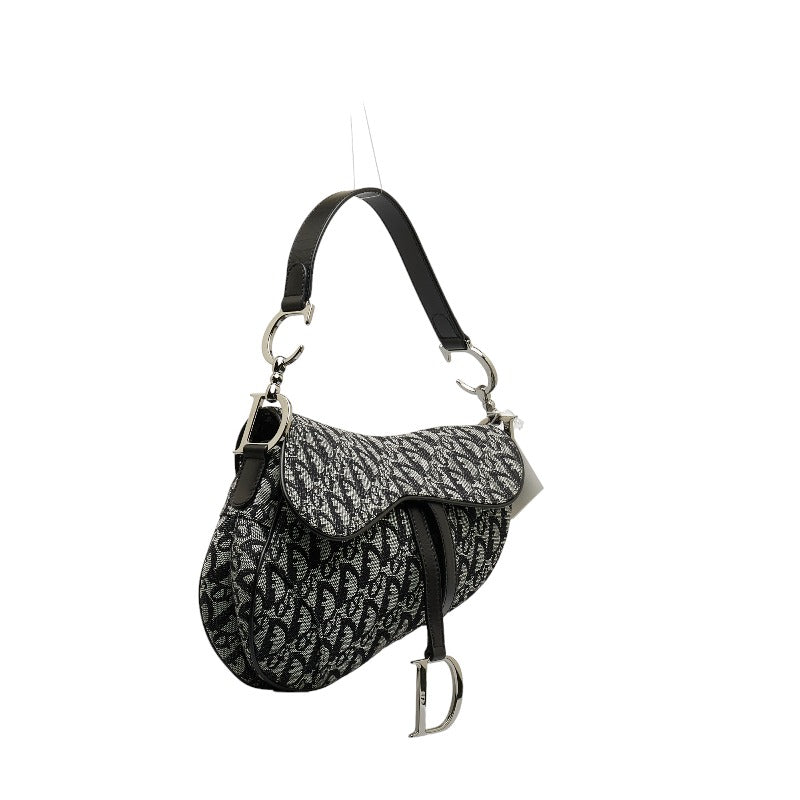 Dior Trotter Saddle Bag Handbag Black Grey Canvas Leather Ladies Dior  Saddle Bag