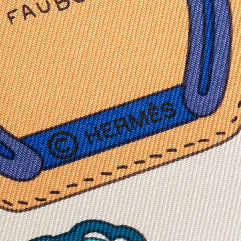 Hermes Carré 90 Le Grand Prix du Faubourg Forbes Grand Prix hirt Blue White Multicolor Silk  Hermes