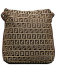 Fendi Zkino Sliding Shoulder Bag 8BT075 Beige Brown Canvas Leather Ladies Fendi