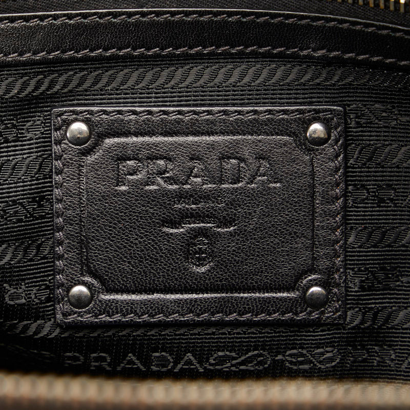 Prada Frizz Handbags Black Nylon Leather Ladies Prada