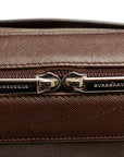 Burberry Nova Check Logo Plate Business Bag Briefcase Paper Bag Brown Leather Ladies BURBERRY