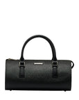 Burberry Nova Check Logo Plate Handbags Mini Boston Bag Black PVC Leather Ladies BURBERRY
