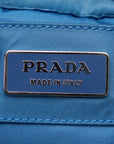 Prada Triangle Logo Plate Silver Gold  Body Bag West Bag 2VL132 Blue Nylon Leather  Prada