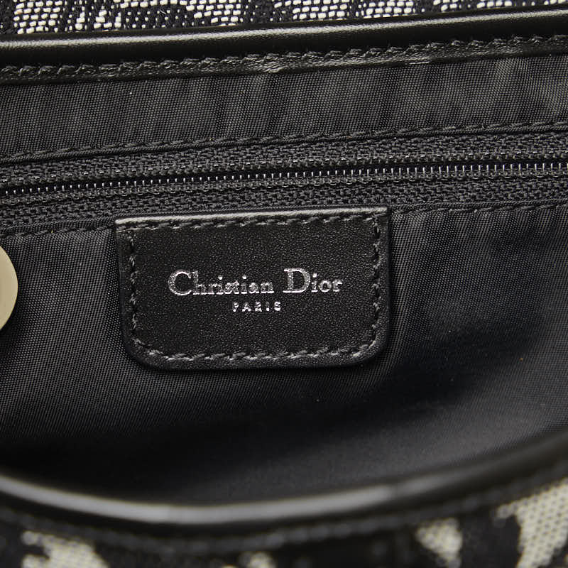 Dior Trotter Saddle Bag Handbag Black Grey Canvas Leather Ladies Dior  Saddle Bag