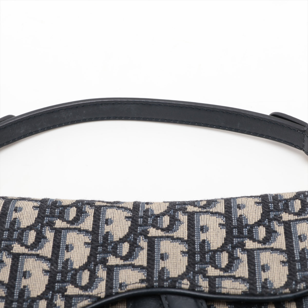 Christian Dior Saddle Bag Canvas One-Shoulder Bag Navy Navi