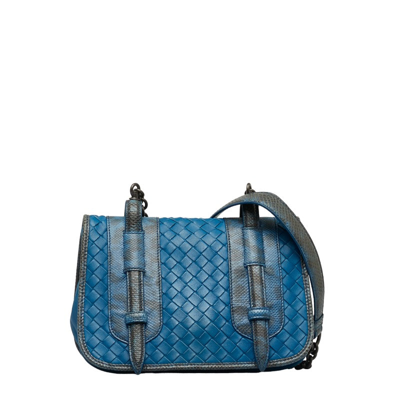 Bottega Veneta 斜挎側袋鏈條藍色皮革女士